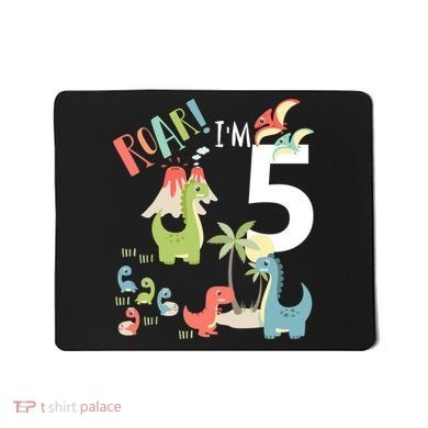 5 Year Old Roar Im 5 5th Birthday Boy T Rex Dinosaur Mousepad
