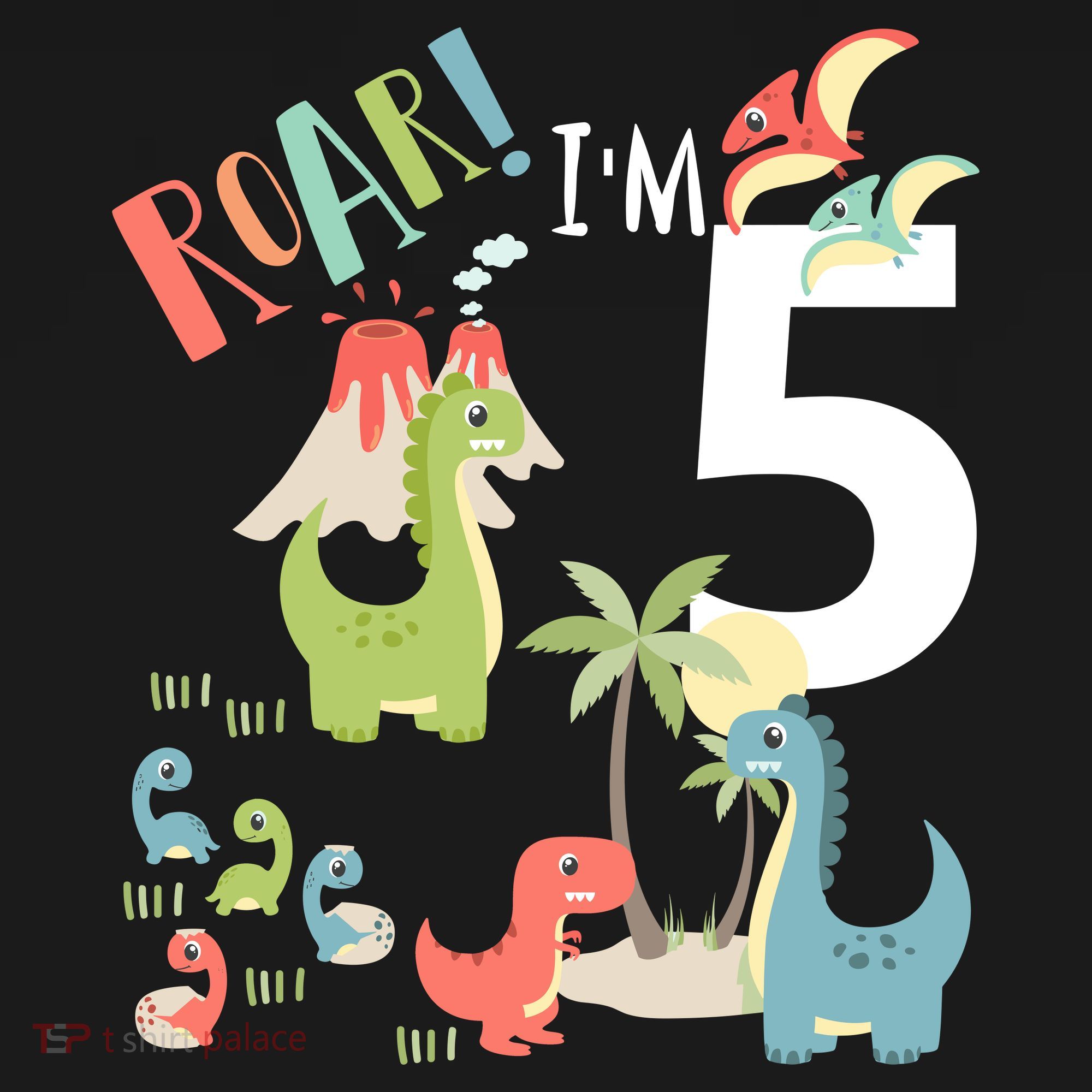 5 Year Old Roar Im 5 5th Birthday Boy T Rex Dinosaur Mousepad