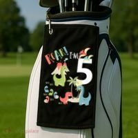 5 Year Old Roar Im 5 5th Birthday Boy T Rex Dinosaur Golf Towel thumb 2