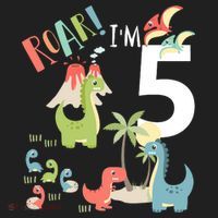 5 Year Old Roar Im 5 5th Birthday Boy T Rex Dinosaur Golf Towel thumb 3
