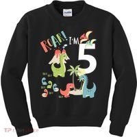 5 Year Old Roar Im 5 5th Birthday Boy T Rex Dinosaur Kids Sweatshirt thumb 0