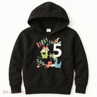 5 Year Old Roar Im 5 5th Birthday Boy T Rex Dinosaur Kids Hoodie thumb 0