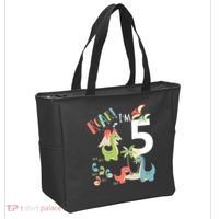 5 Year Old Roar Im 5 5th Birthday Boy T Rex Dinosaur Tote Bag thumb 2