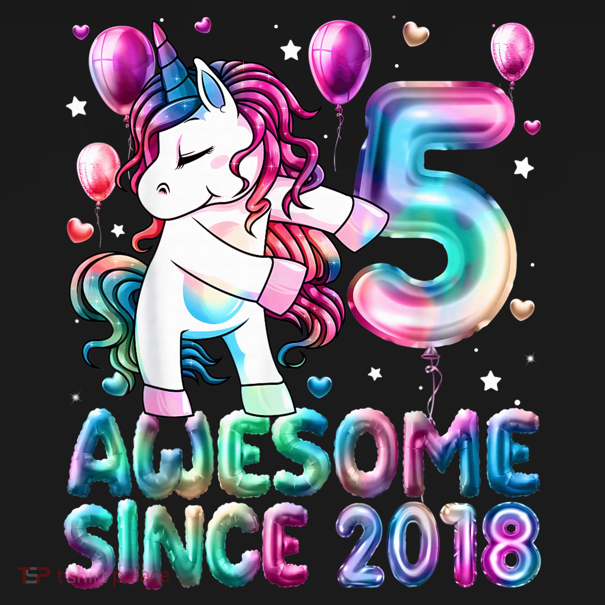 5 Years Old Unicorn Flossing 5th Birthday Girl Unicorn Party T-Shirt