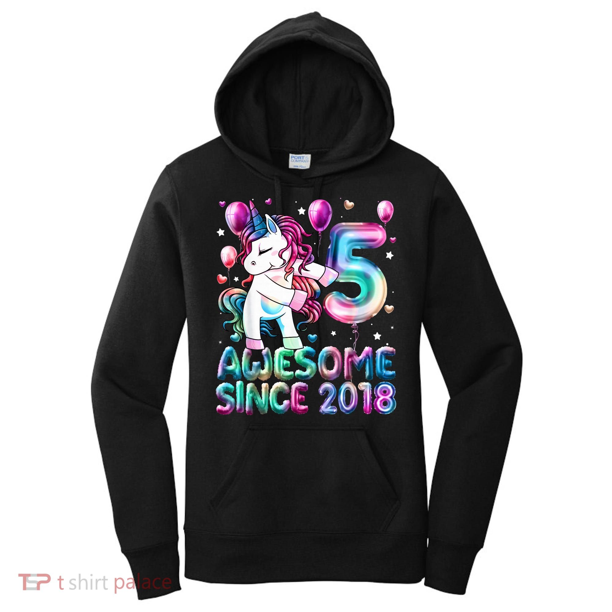 5 Years Old Unicorn Flossing 5th Birthday Girl Unicorn Party Women's Hoodie