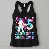 5 Years Old Unicorn Flossing 5th Birthday Girl Unicorn Party Women's Tank Top thumb 3
