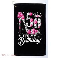 50 Years Old It's My 50th Birthday Funny Pink Diamond Shoes Golf Towel thumb 0