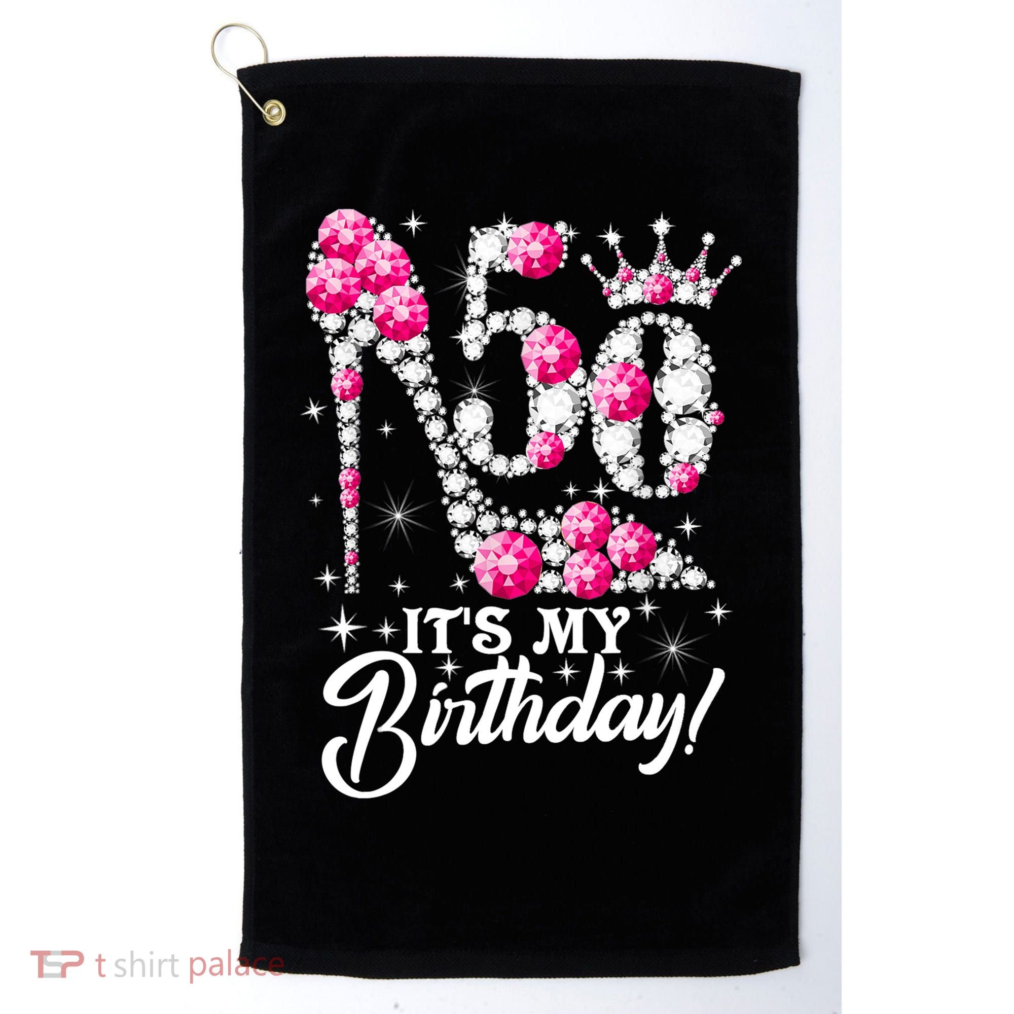 50 Years Old It's My 50th Birthday Funny Pink Diamond Shoes Golf Towel