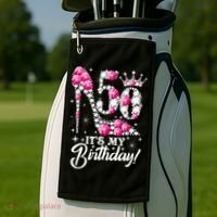 50 Years Old It's My 50th Birthday Funny Pink Diamond Shoes Golf Towel thumb 2