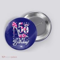 50 Years Old It's My 50th Birthday Funny Pink Diamond Shoes Button thumb 0