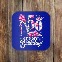 50 Years Old It's My 50th Birthday Funny Pink Diamond Shoes Coaster thumb 0