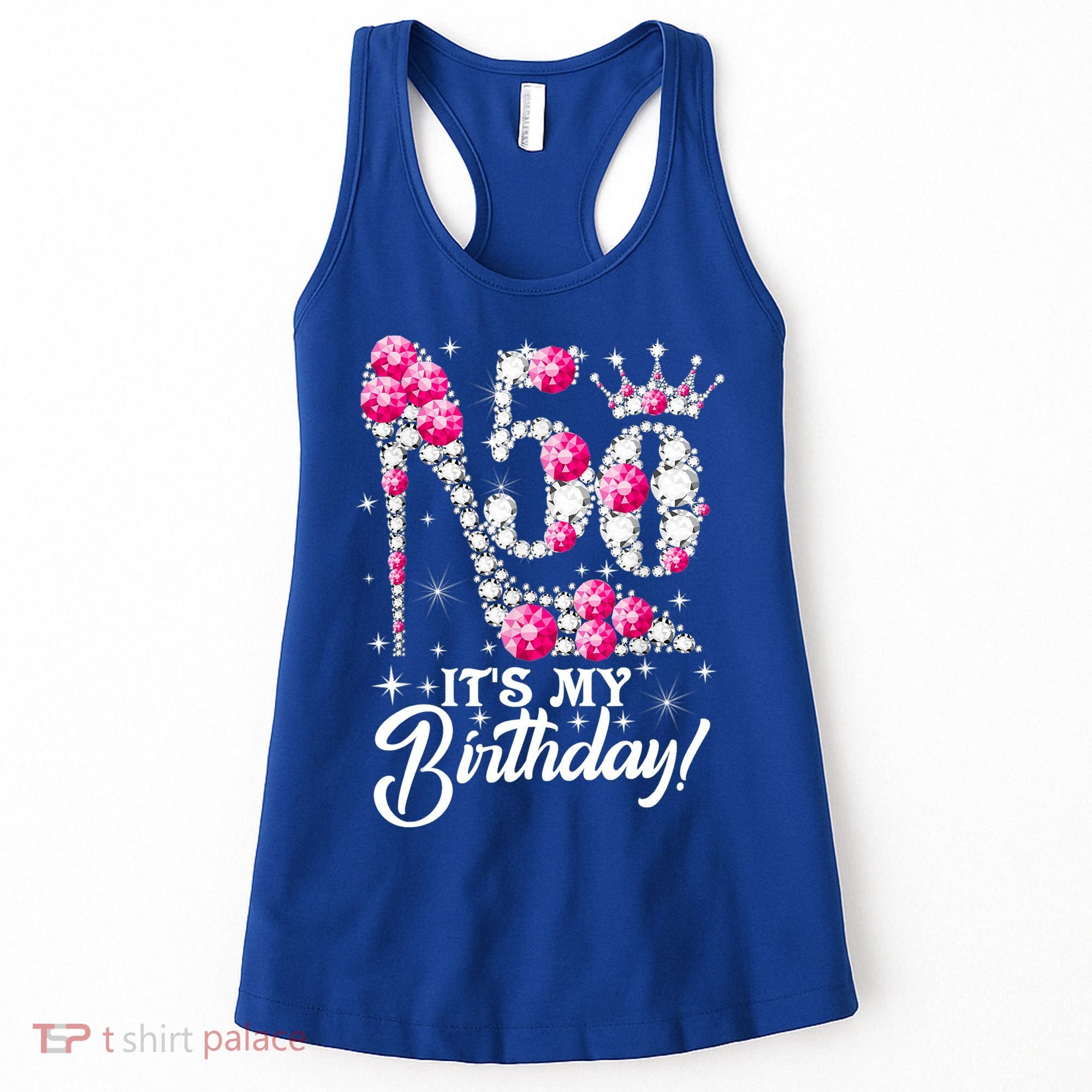 50 Years Old It's My 50th Birthday Funny Pink Diamond Shoes Women's Tank Top