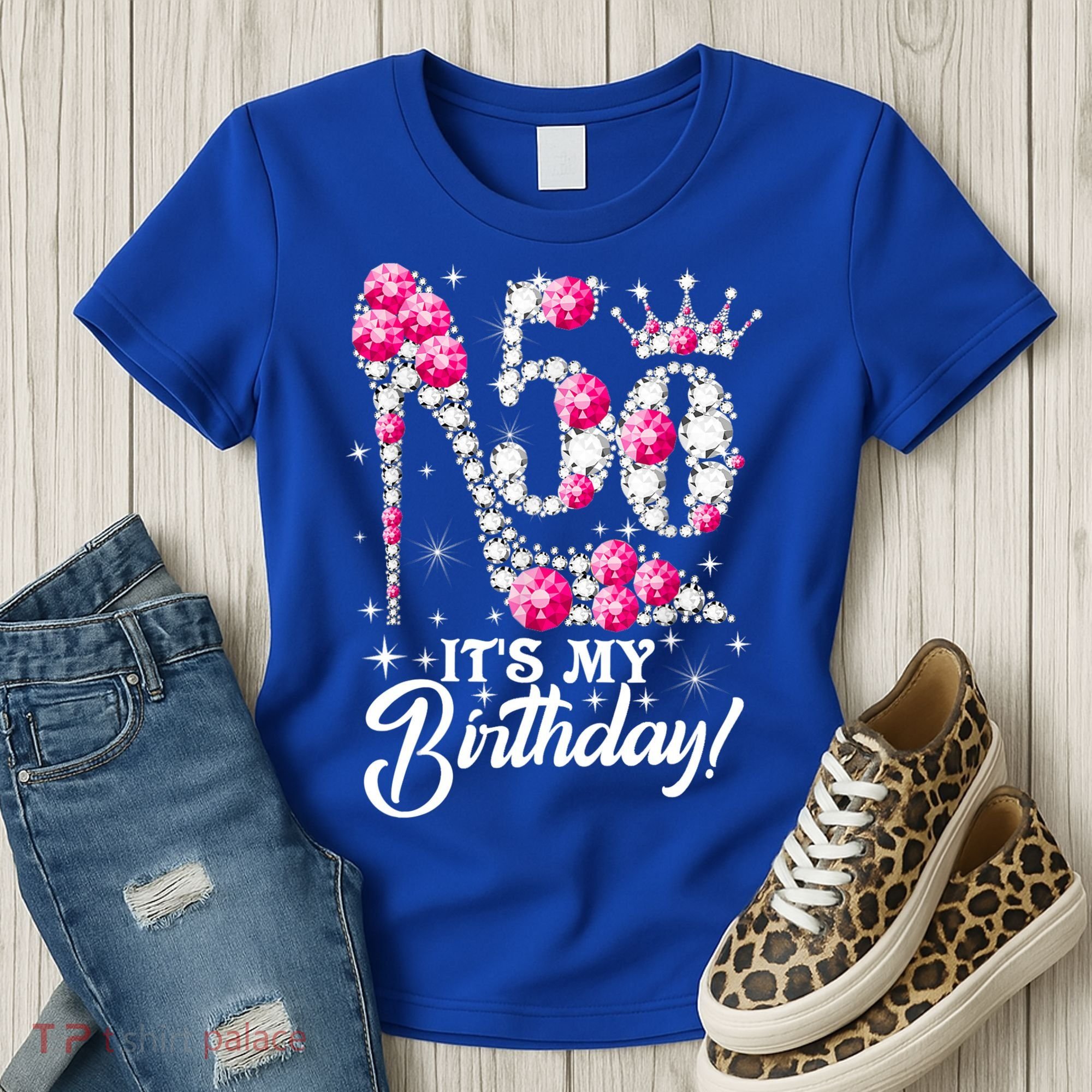 50 Years Old It's My 50th Birthday Funny Pink Diamond Shoes Women's T-Shirt