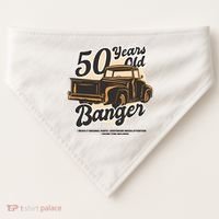 50 Years Old Banger Funny Birthday USA-Made Doggie Bandana thumb 0