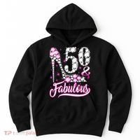 50 Years Old Gifts 50 & Fabulous 50th Birthday Pink Diamond Hoodie thumb 0