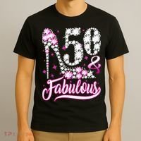 50 Years Old Gifts 50 & Fabulous 50th Birthday Pink Diamond T-Shirt thumb 3