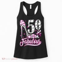 50 Years Old Gifts 50 & Fabulous 50th Birthday Pink Diamond Women's Tank Top thumb 0