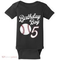 5 Years Old Baseball Themed 5th Birthday Party Sports Baby Bodysuit thumb 0