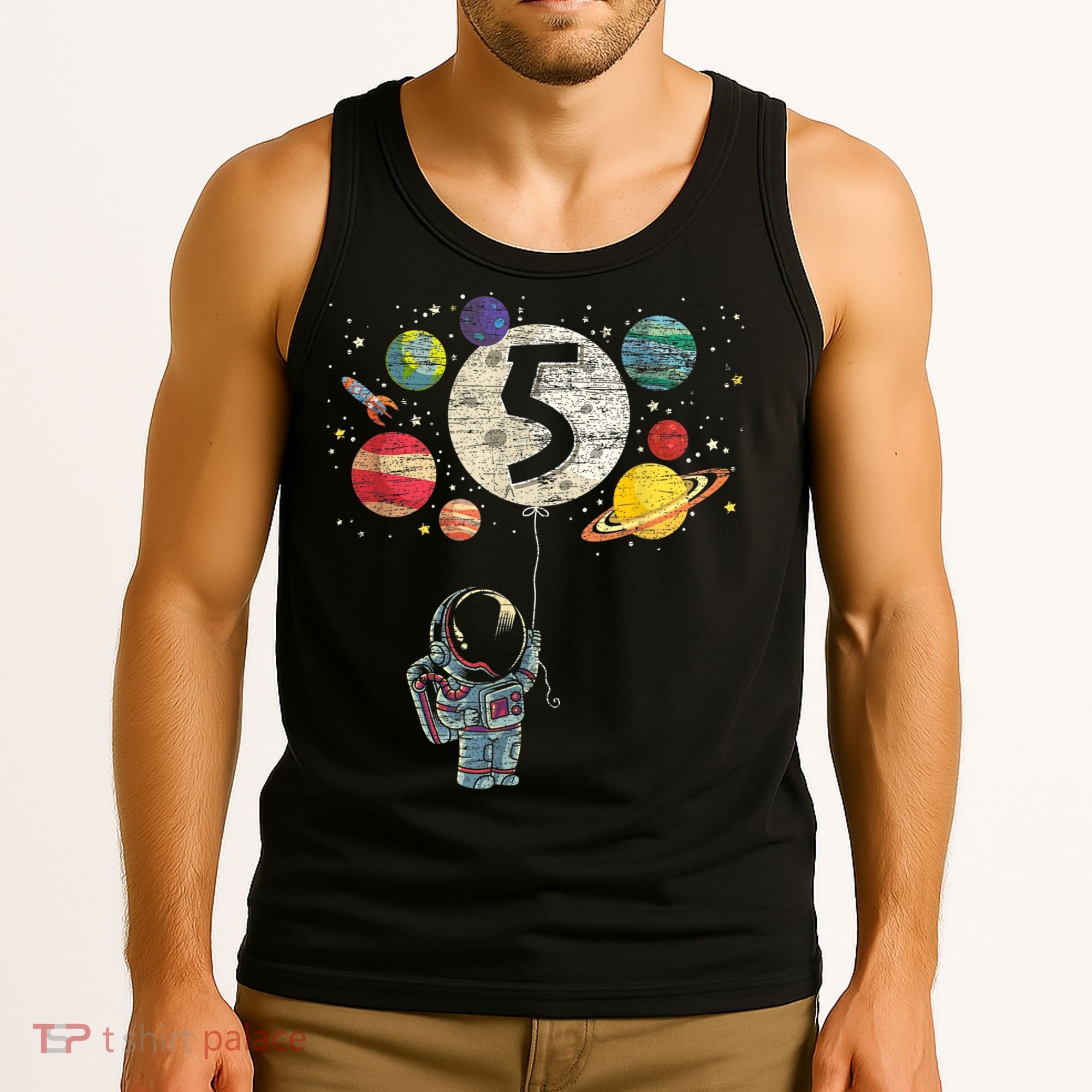 5 Years Old Birthday Boy Gifts Astronaut 5th Birthday Tank Top