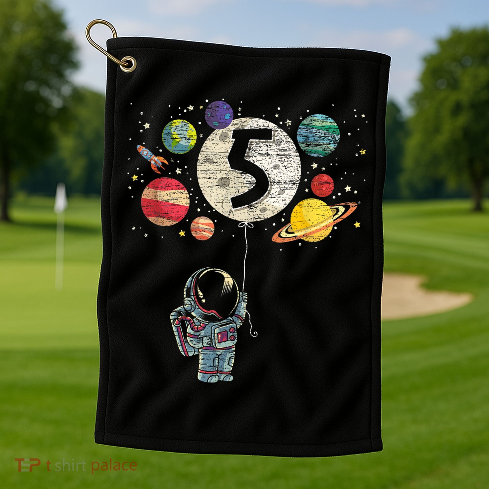 5 Years Old Birthday Boy Gifts Astronaut 5th Birthday Golf Towel