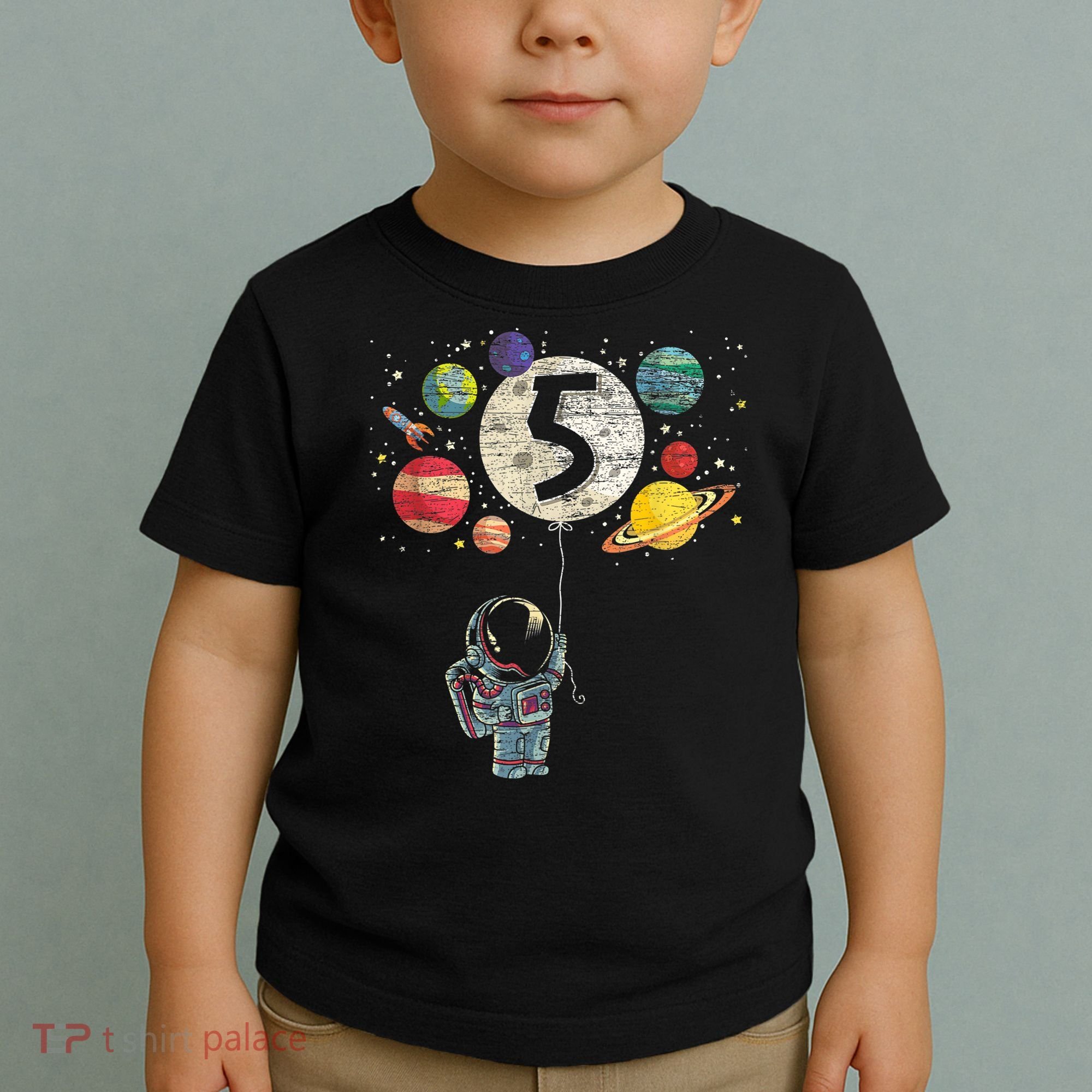 5 Years Old Birthday Boy Gifts Astronaut 5th Birthday Toddler T-Shirt