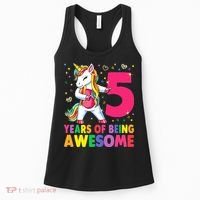 5 Years Old Unicorn Flossing 5th Birthday Girl Unicorn Party Women's Tank Top thumb 0