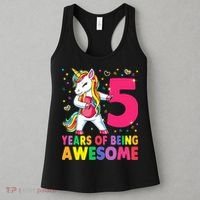 5 Years Old Unicorn Flossing 5th Birthday Girl Unicorn Party Women's Tank Top thumb 3