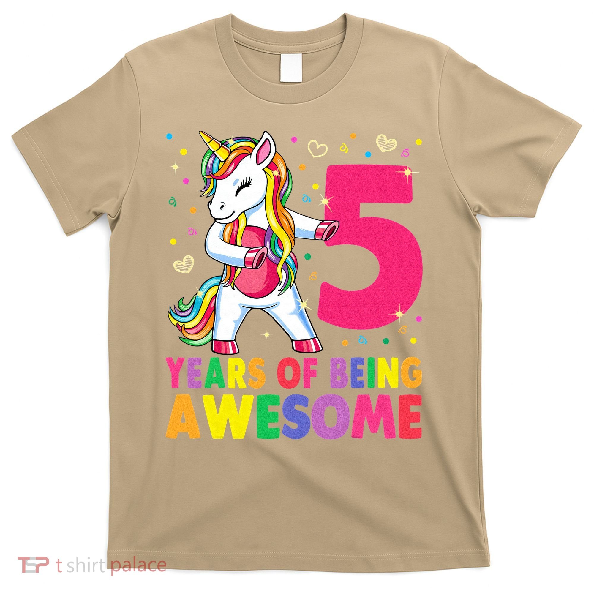 5 Years Old Unicorn Flossing 5th Birthday Girl Unicorn Party T-Shirt