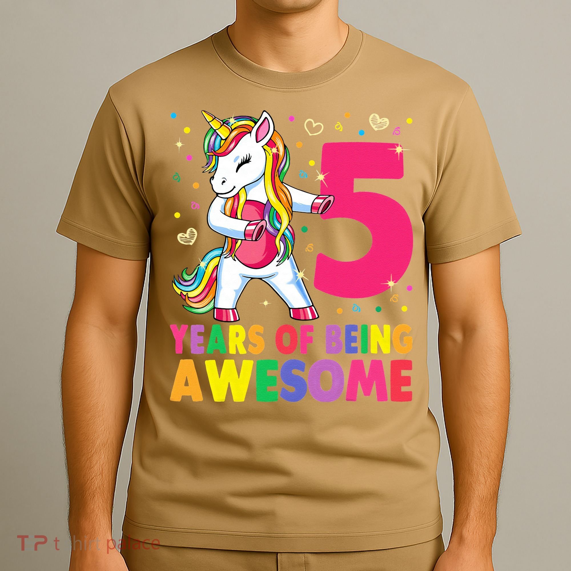 5 Years Old Unicorn Flossing 5th Birthday Girl Unicorn Party T-Shirt