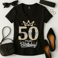 50 years old It's my Birthday Wo 50th Birthday Women's V-Neck T-Shirt thumb 2
