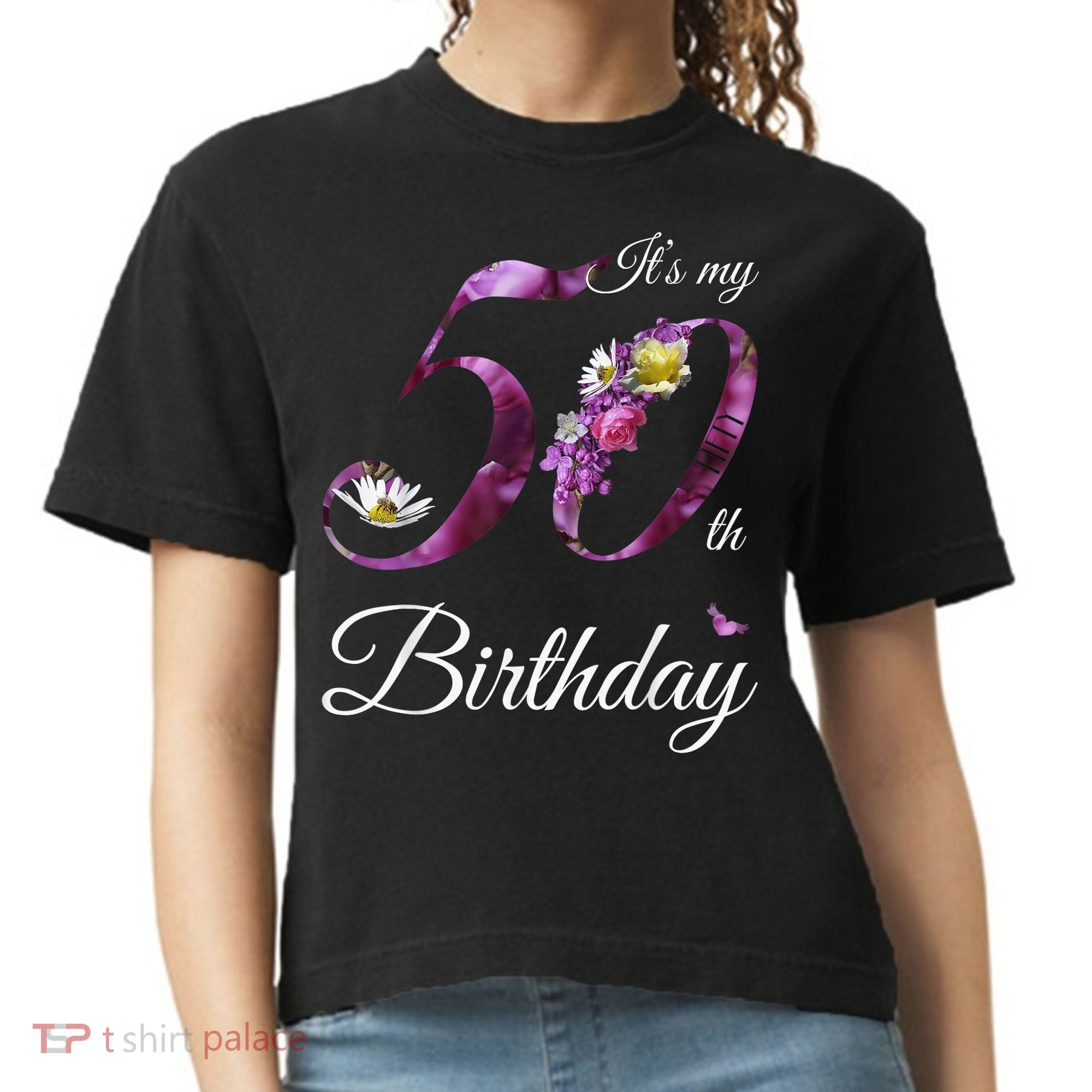 50 Year Old Shirt Floral 1973 It's My 50th Birthday Gift Comfort Colors Boxy T-Shirt