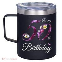 50 Year Old Shirt Floral 1973 It's My 50th Birthday Gift 12oz Stainless Steel Coffee Mug thumb 2