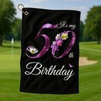 50 Year Old Shirt Floral 1973 It's My 50th Birthday Gift Golf Towel thumb 1