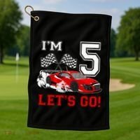 5 Year Old Race Car 5th Birthday Racecar Racing Golf Towel thumb 1