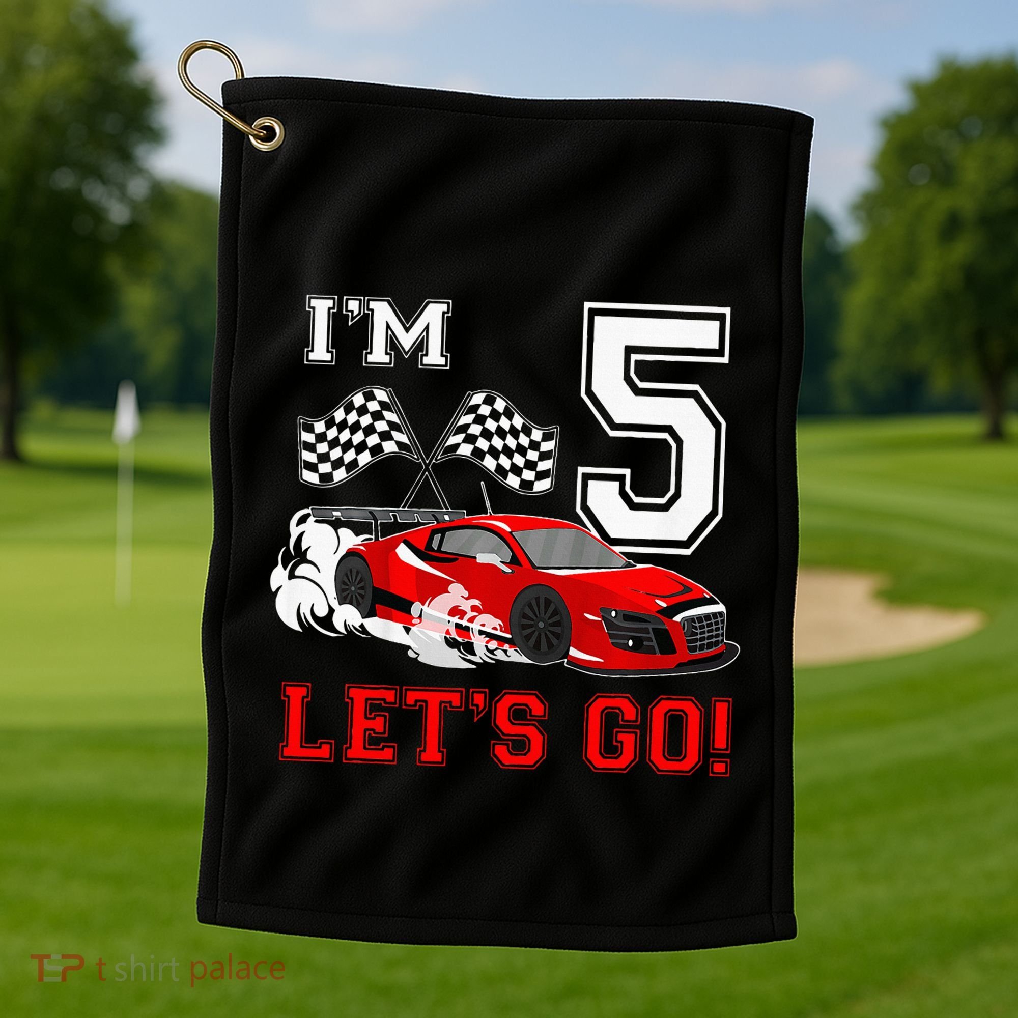 5 Year Old Race Car 5th Birthday Racecar Racing Golf Towel