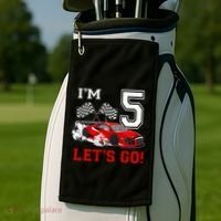 5 Year Old Race Car 5th Birthday Racecar Racing Golf Towel thumb 2