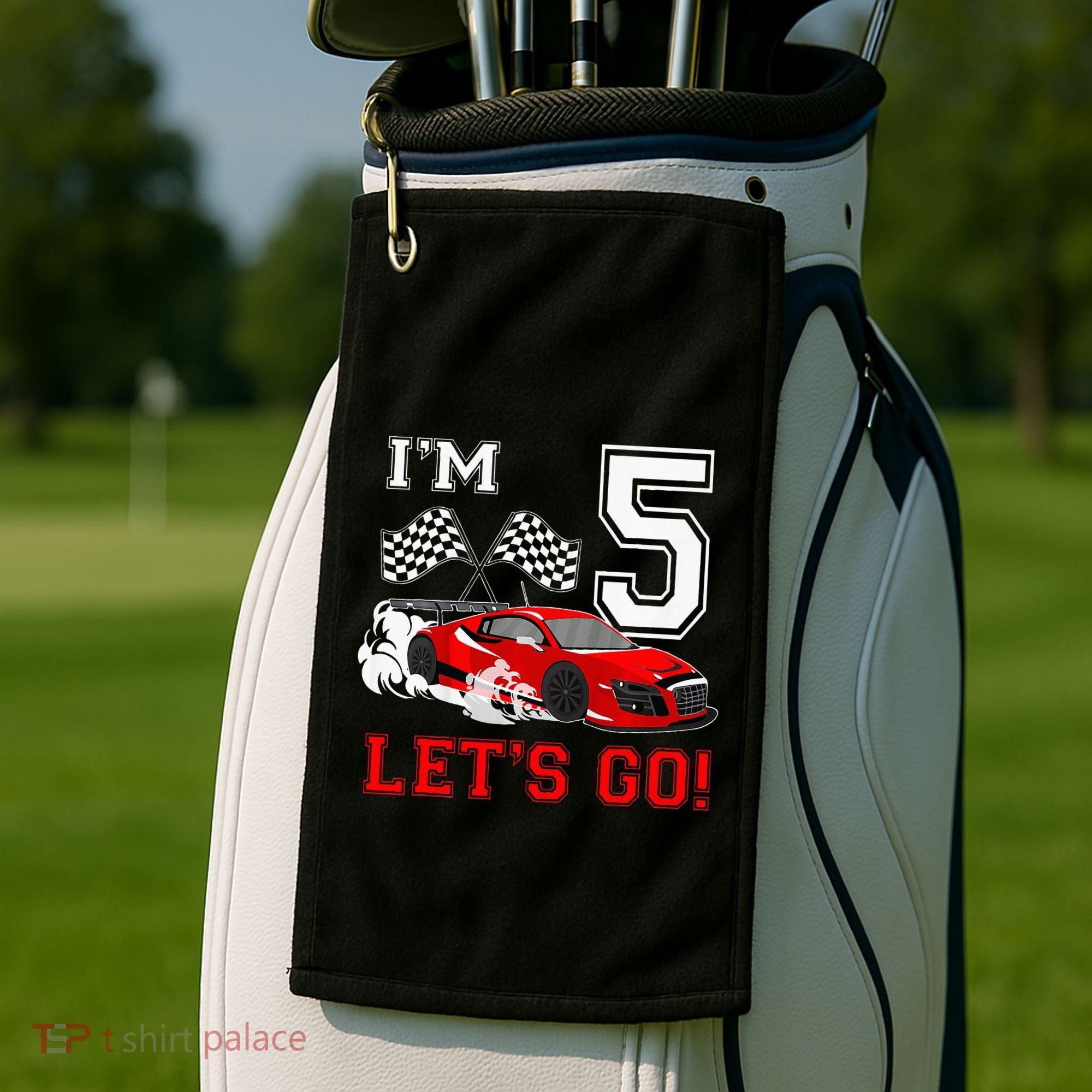 5 Year Old Race Car 5th Birthday Racecar Racing Golf Towel