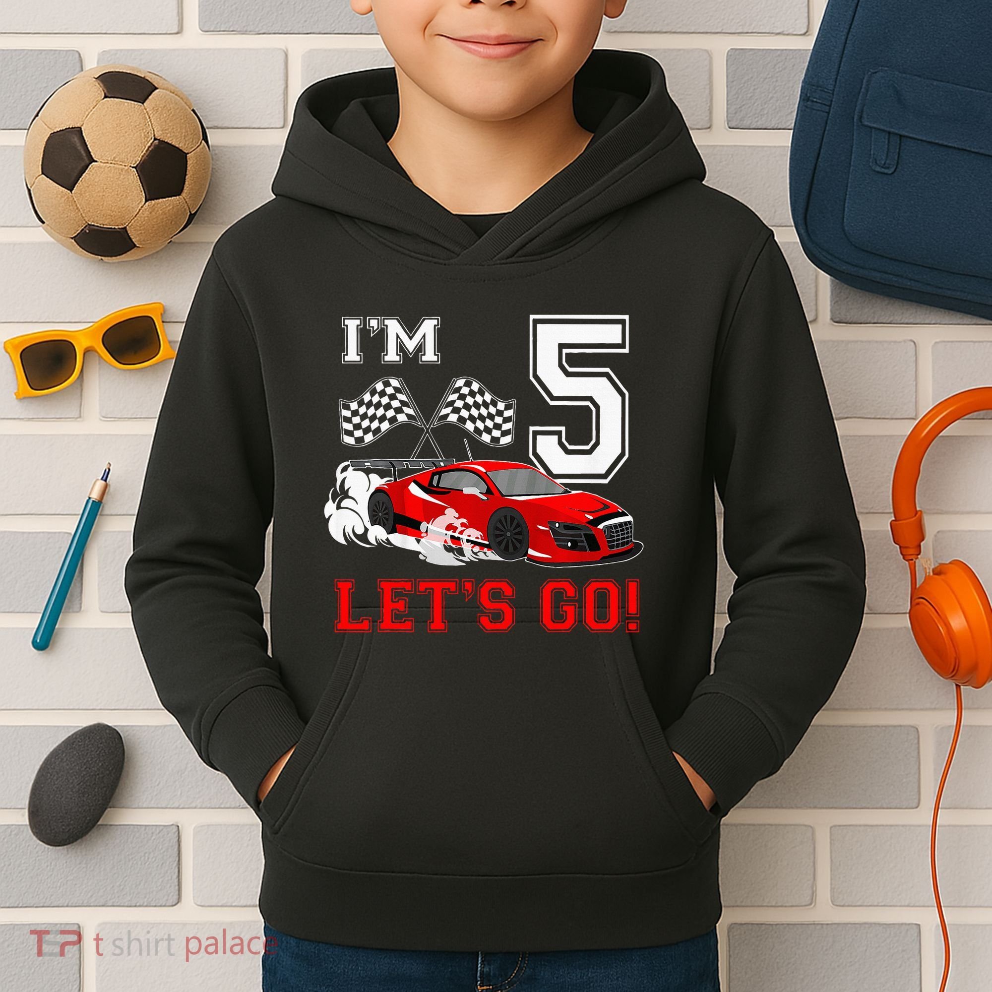 5 Year Old Race Car 5th Birthday Racecar Racing Kids Hoodie