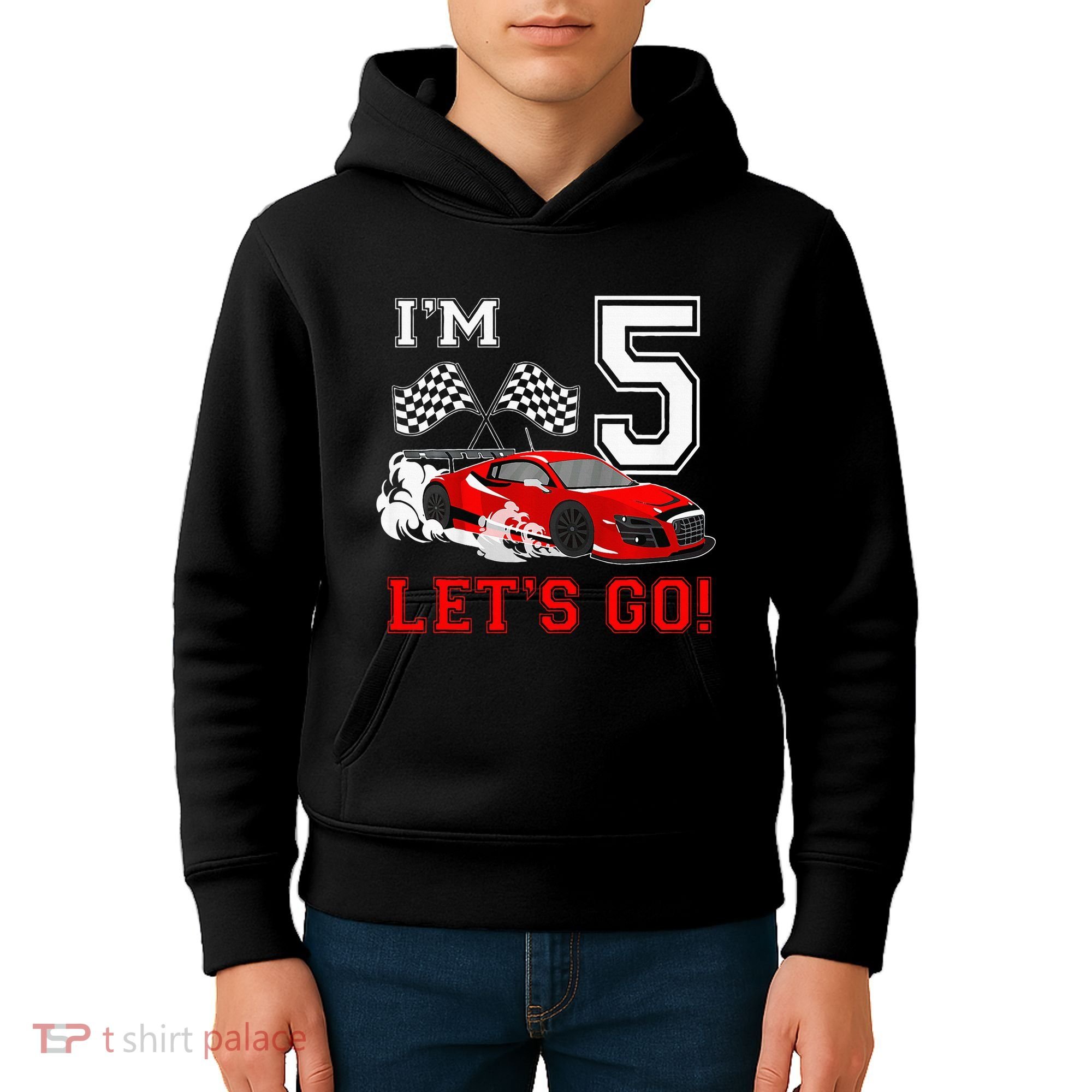 5 Year Old Race Car 5th Birthday Racecar Racing Kids Hoodie