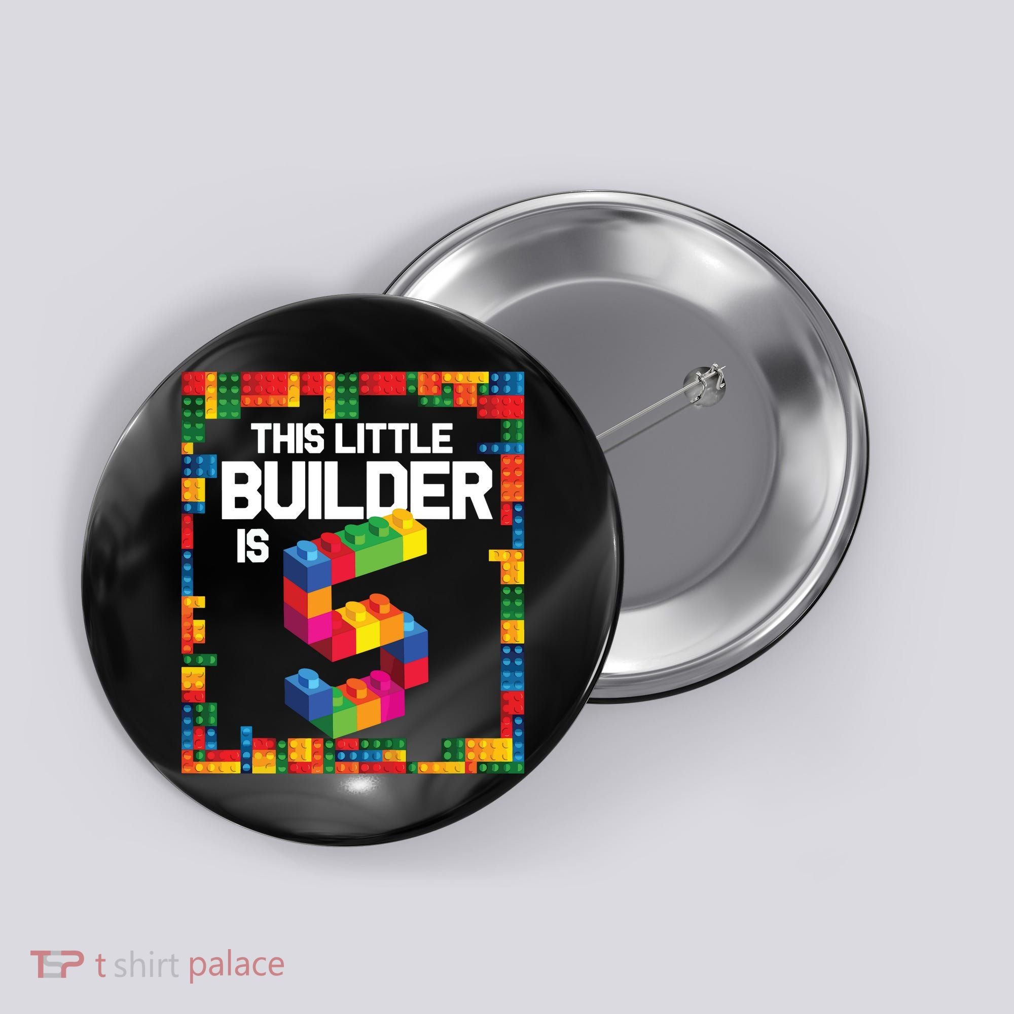 5 Year Old Building Blocks Birthday Brick 5th Gift Button