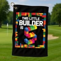 5 Year Old Building Blocks Birthday Brick 5th Gift Golf Towel thumb 1