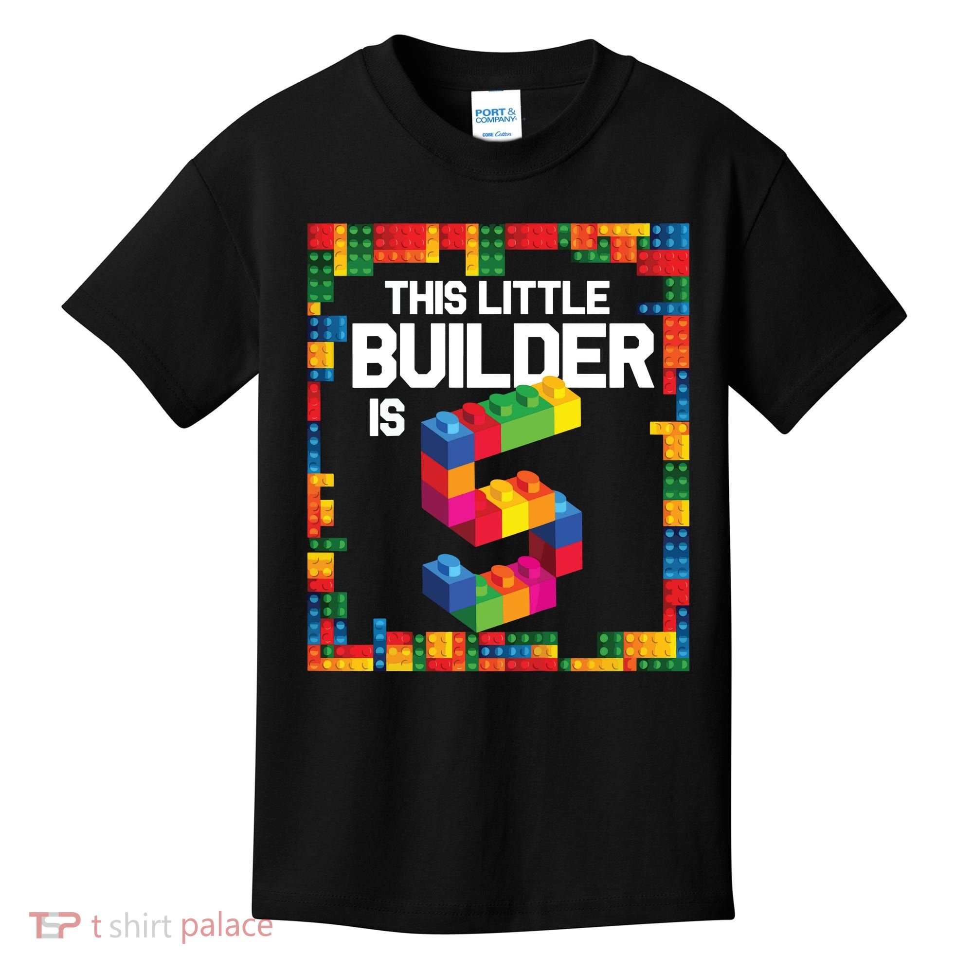 5 Year Old Building Blocks Birthday Brick 5th Gift Kids T-Shirt