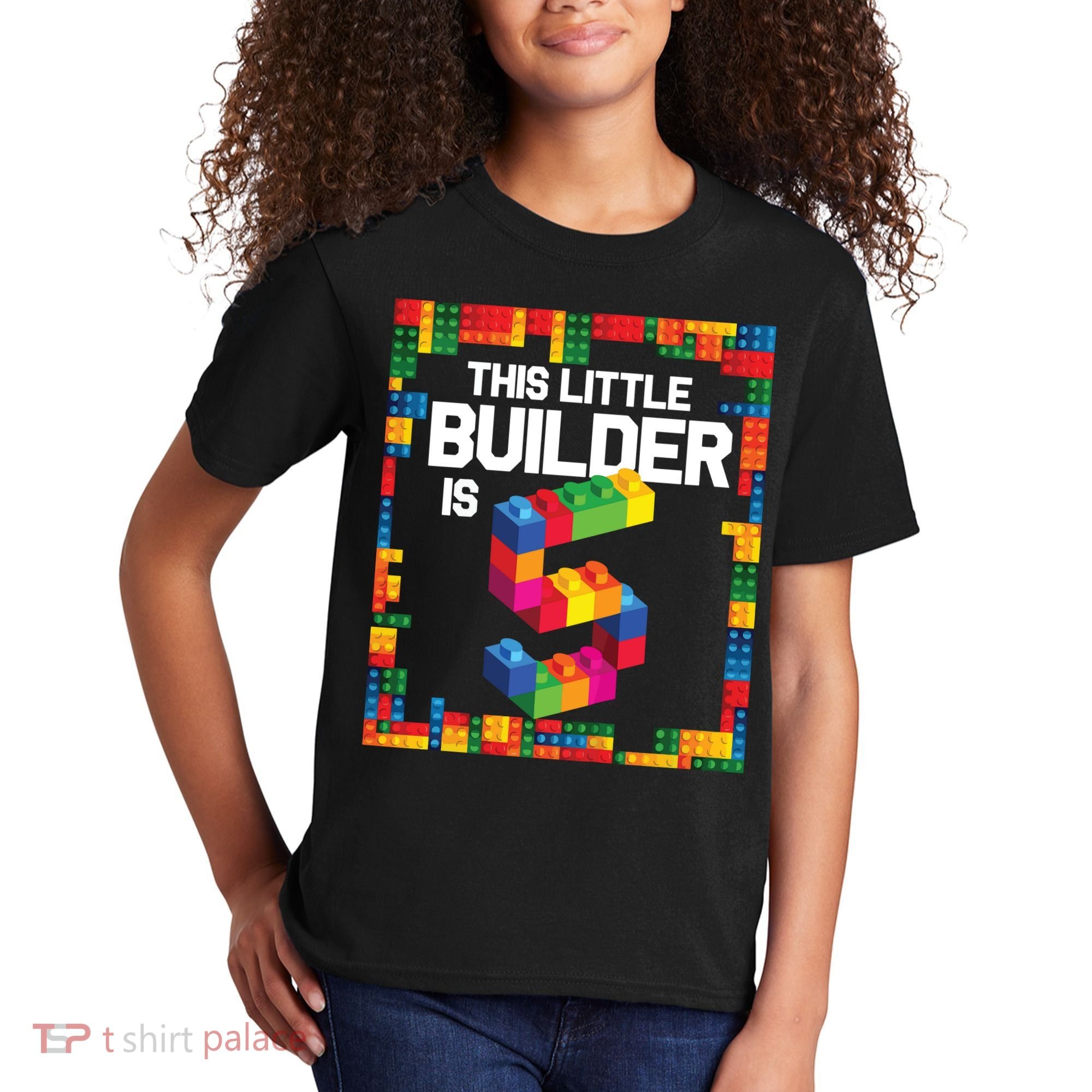 5 Year Old Building Blocks Birthday Brick 5th Gift Kids T-Shirt