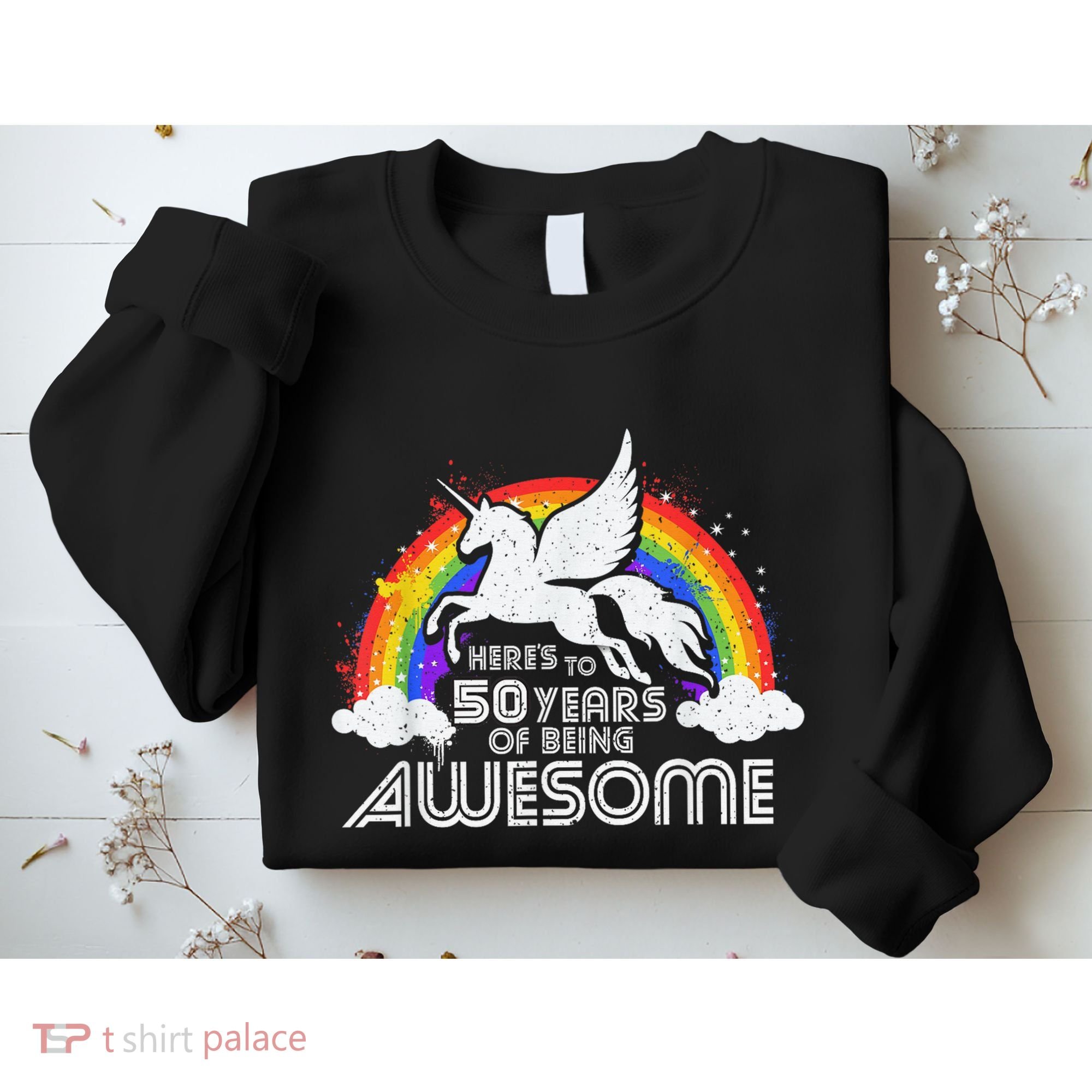 50 Years Of Being Awesome Unicorn Rainbow 50th Birthday Sweatshirt