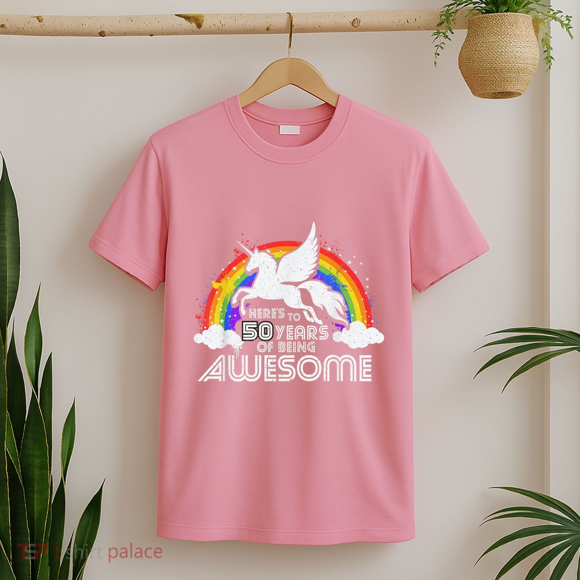 50 Years Of Being Awesome Unicorn Rainbow 50th Birthday T-Shirt