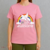 50 Years Of Being Awesome Unicorn Rainbow 50th Birthday T-Shirt thumb 4
