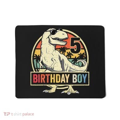 5 Year Old  5th Birthday  T Rex Dinosaur Mousepad