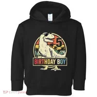5 Year Old  5th Birthday  T Rex Dinosaur Toddler Hoodie thumb 0