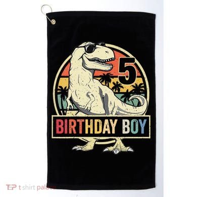 5 Year Old  5th Birthday  T Rex Dinosaur Golf Towel