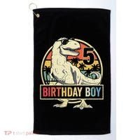 5 Year Old  5th Birthday  T Rex Dinosaur Golf Towel thumb 0